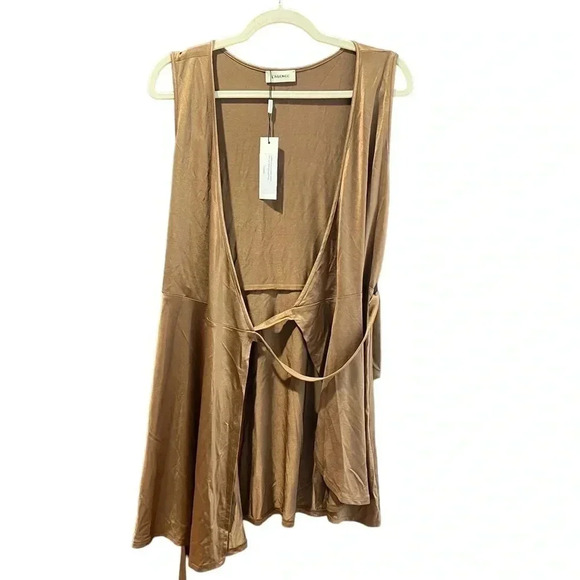 NWT L’AGENCE Allia Tank Wrap Dress Brown Metallic Size Small